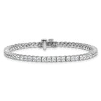 14k White Gold 7 carat Lab Grown Diamond VS/SI+ G+ Complete Princess Prong Set Tennis Bracelet - Sophia Jewelers