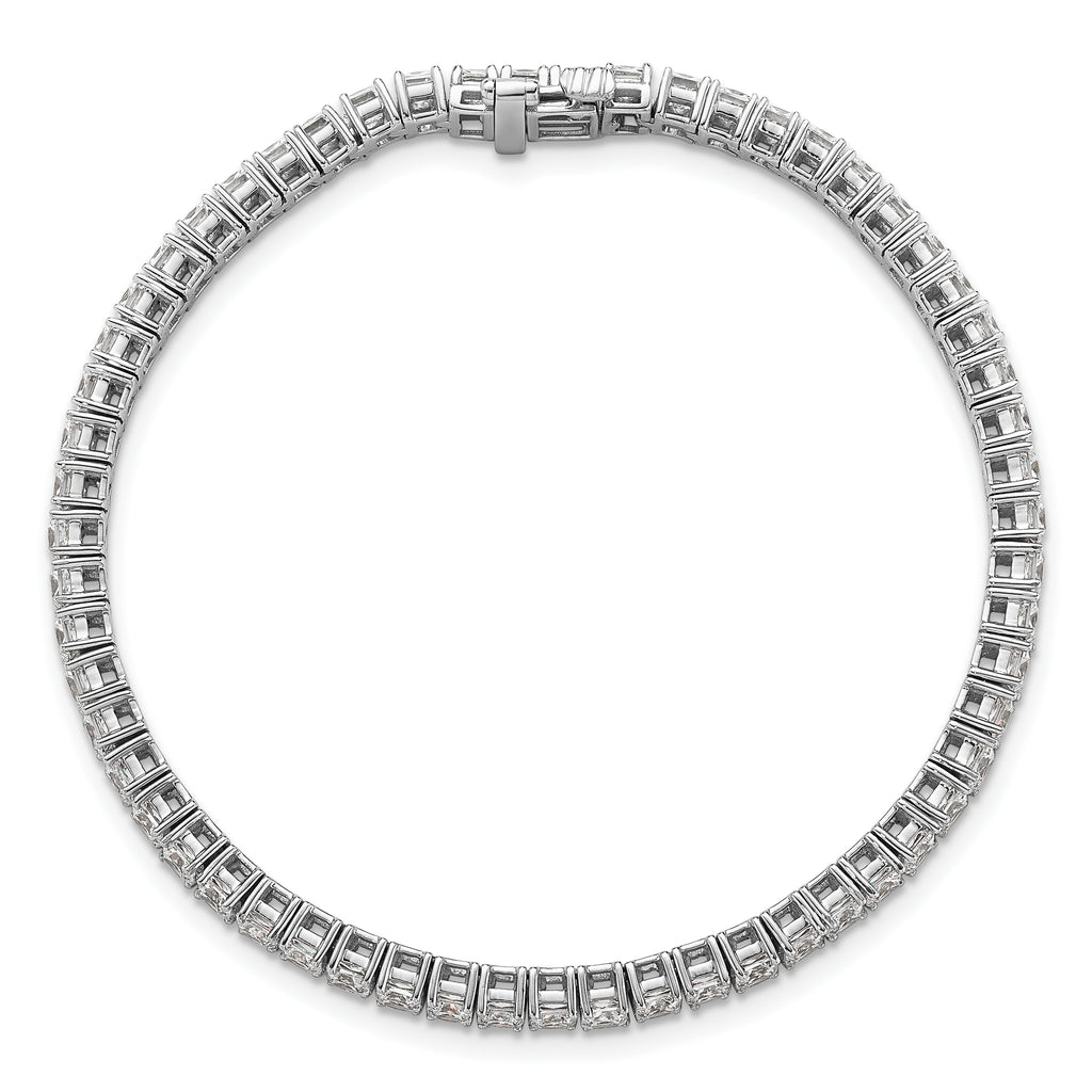 14k White Gold 7 carat Lab Grown Diamond VS+ F+ Complete Princess Prong Set Tennis Bracelet - Sophia Jewelers