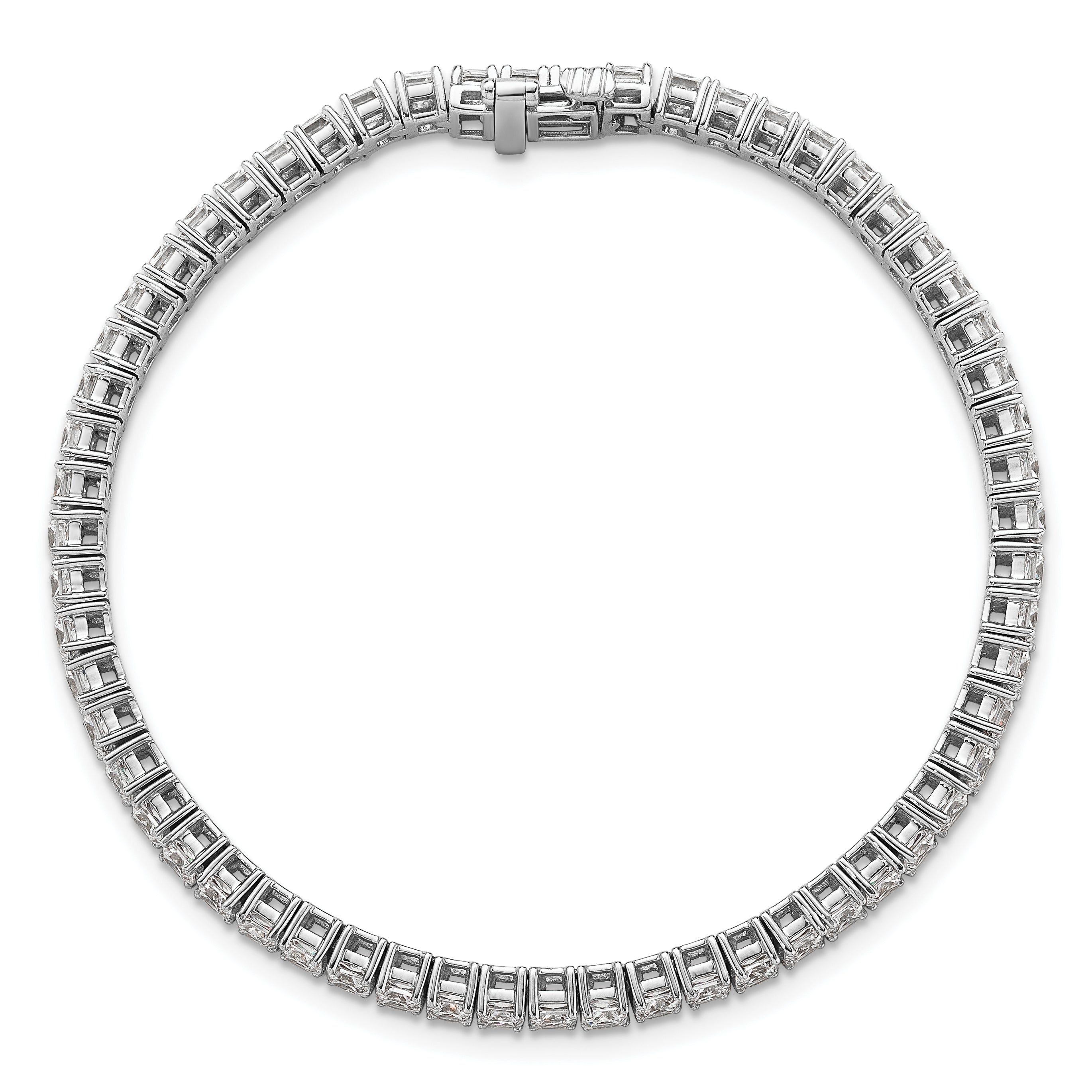14k White Gold 7 carat Lab Grown Diamond VS/SI+ G+ Complete Princess Prong Set Tennis Bracelet - Sophia Jewelers