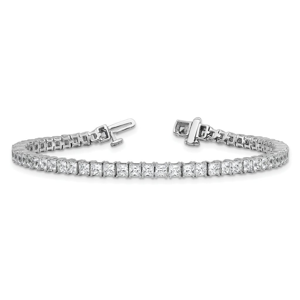 14k White Gold 7 carat Lab Grown Diamond VS/SI+ G+ Complete Princess Prong Set Tennis Bracelet - Sophia Jewelers