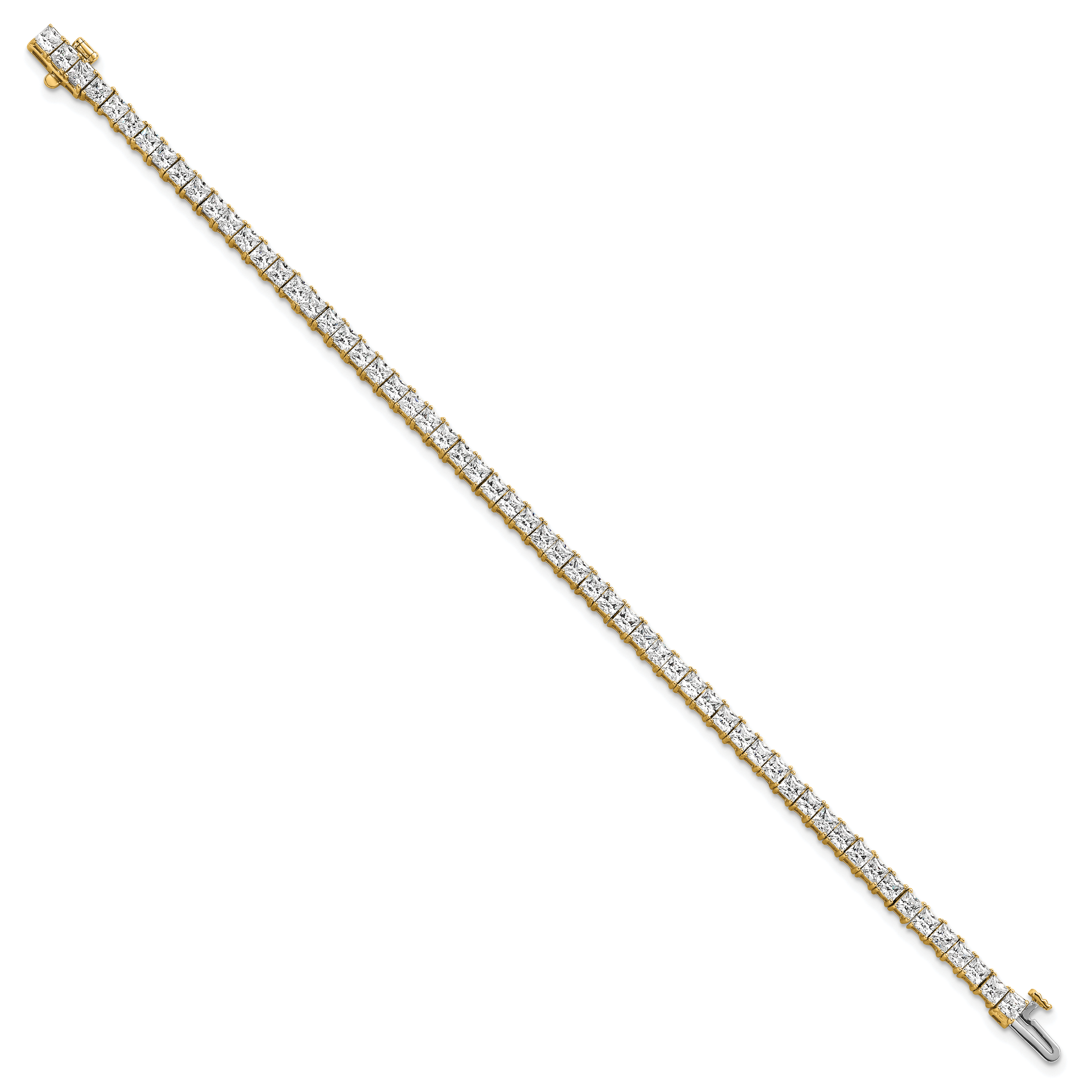 14k 7 carat Lab Grown Diamond VS/SI+ G+ Complete Princess Prong Set Tennis Bracelet - Sophia Jewelers