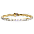 14k 7 carat Lab Grown Diamond VS+ F+ Complete Princess Prong Set Tennis Bracelet - Sophia Jewelers