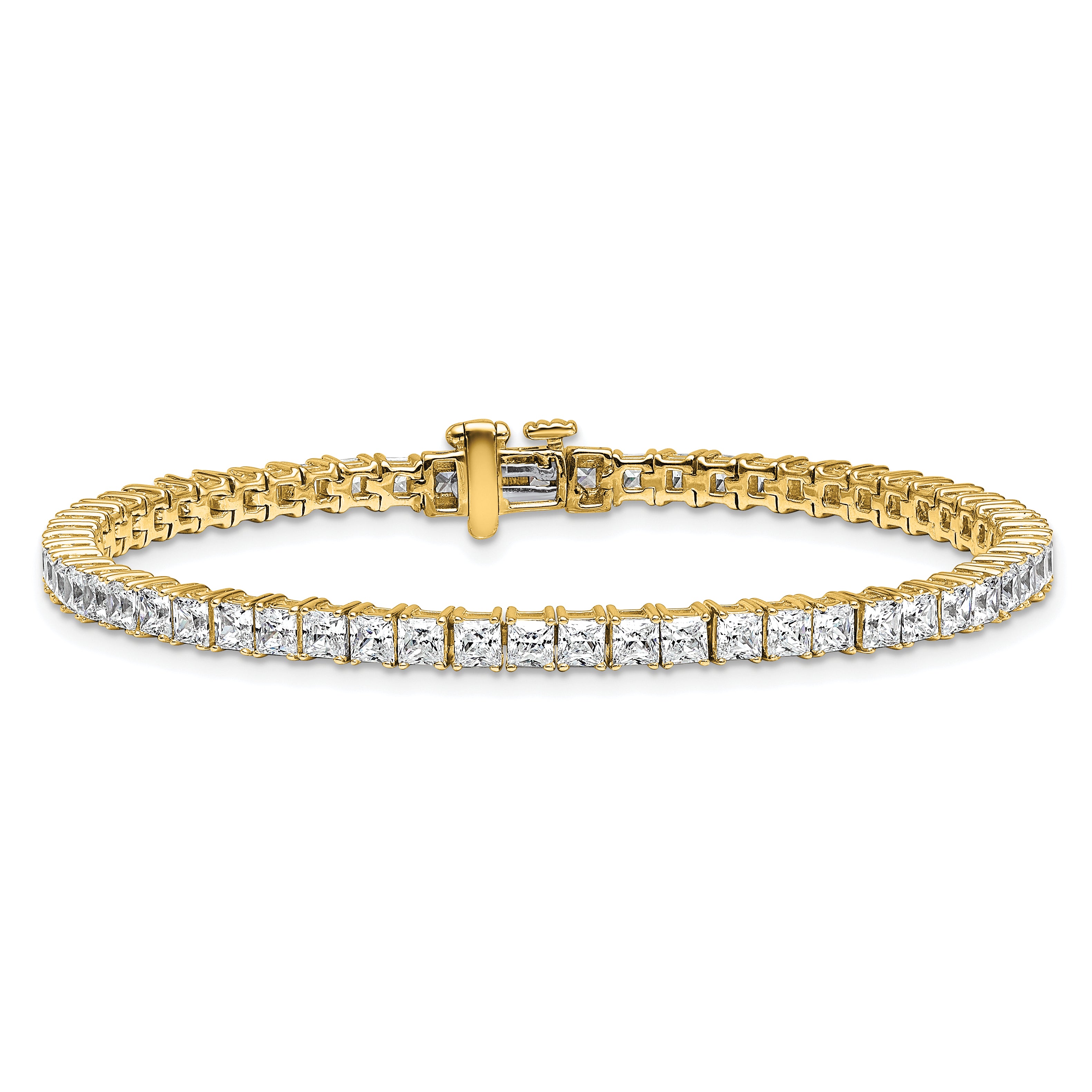 14k 7 carat Lab Grown Diamond VS/SI+ G+ Complete Princess Prong Set Tennis Bracelet - Sophia Jewelers