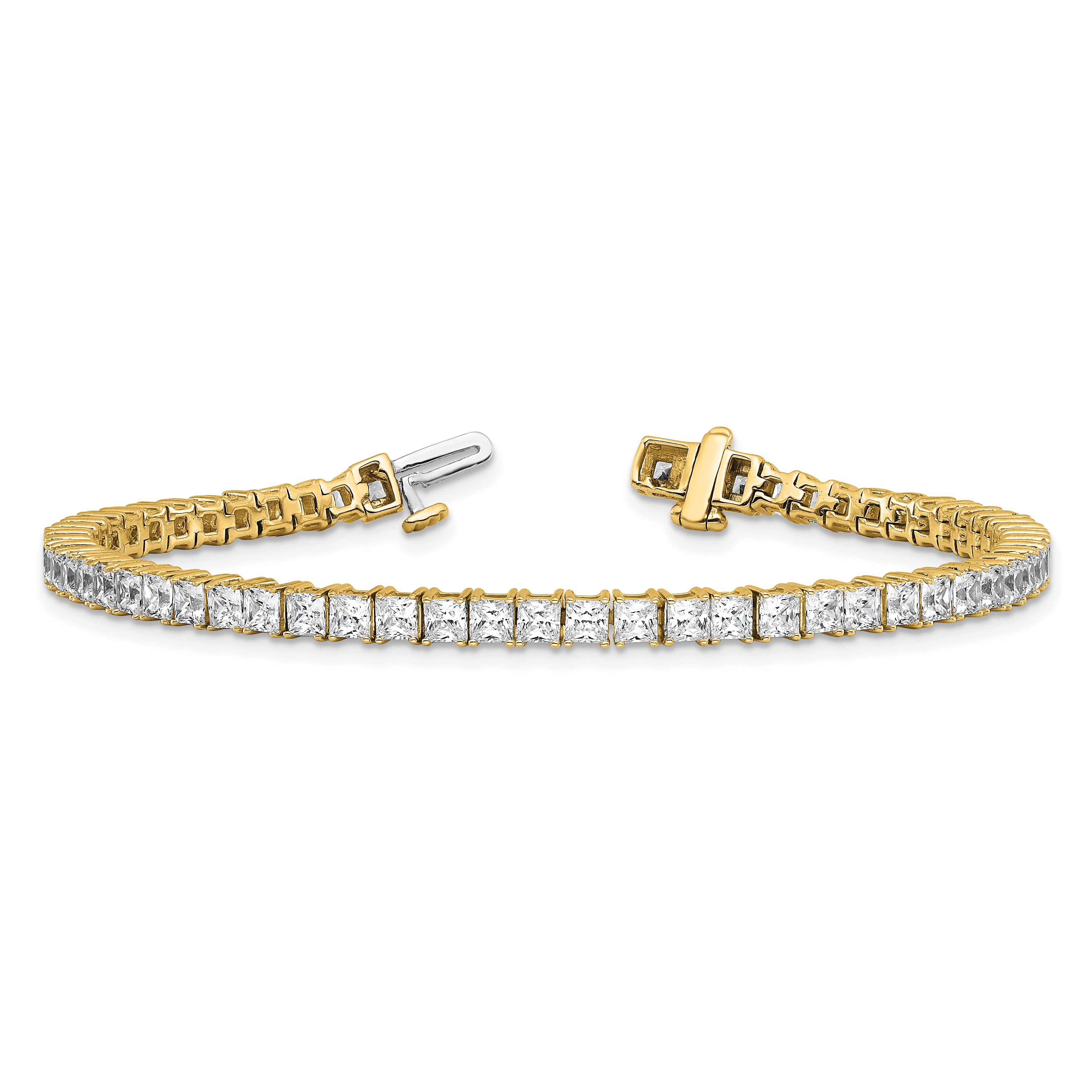 14k 7 carat Lab Grown Diamond VS/SI+ G+ Complete Princess Prong Set Tennis Bracelet - Sophia Jewelers