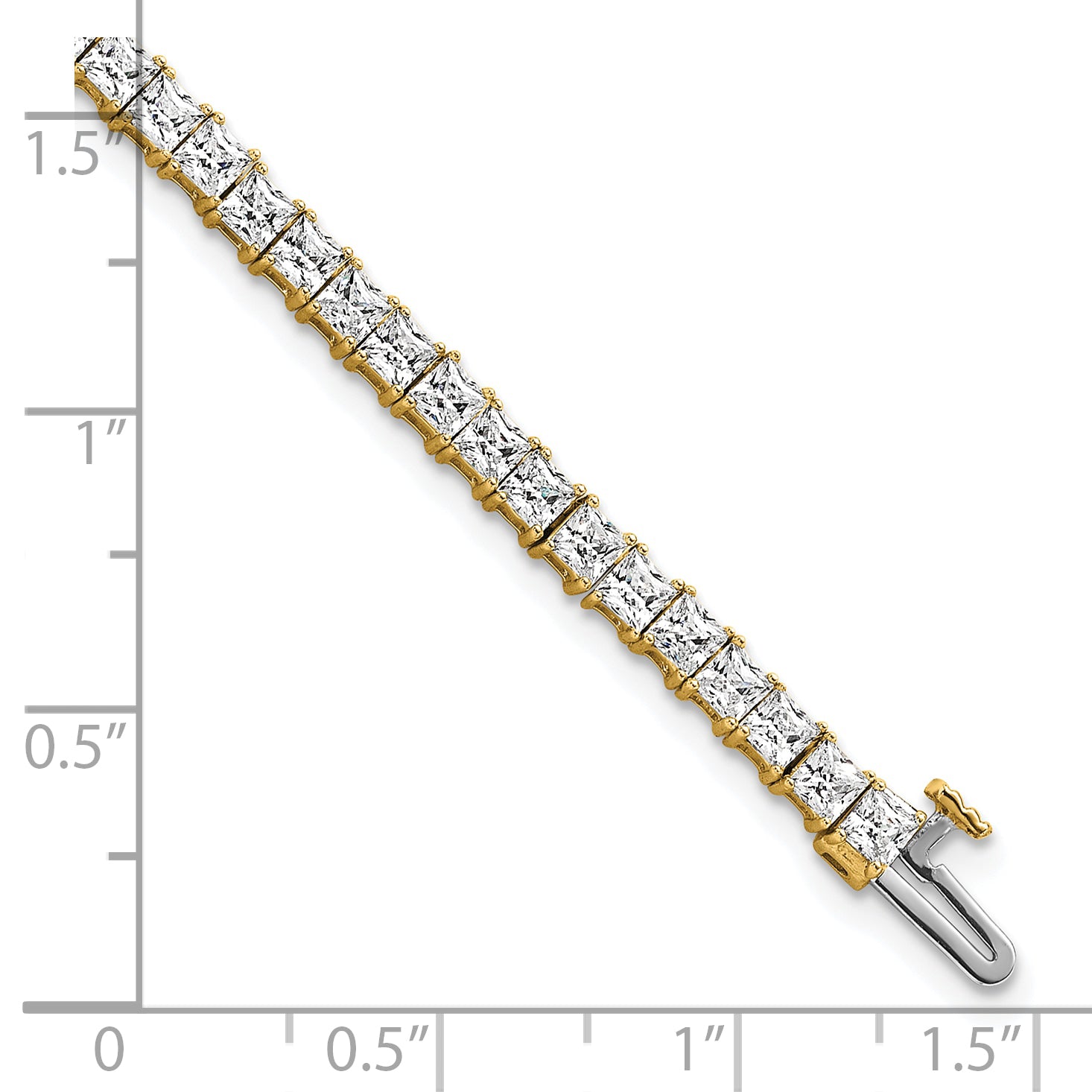 14k 7 carat Lab Grown Diamond VS+ F+ Complete Princess Prong Set Tennis Bracelet - Sophia Jewelers