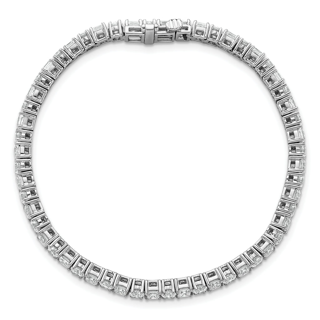 14k White Gold 7 carat Lab Grown Diamond VS/SI+ G+ Complete Princess and Round Tennis Bracelet - Sophia Jewelers