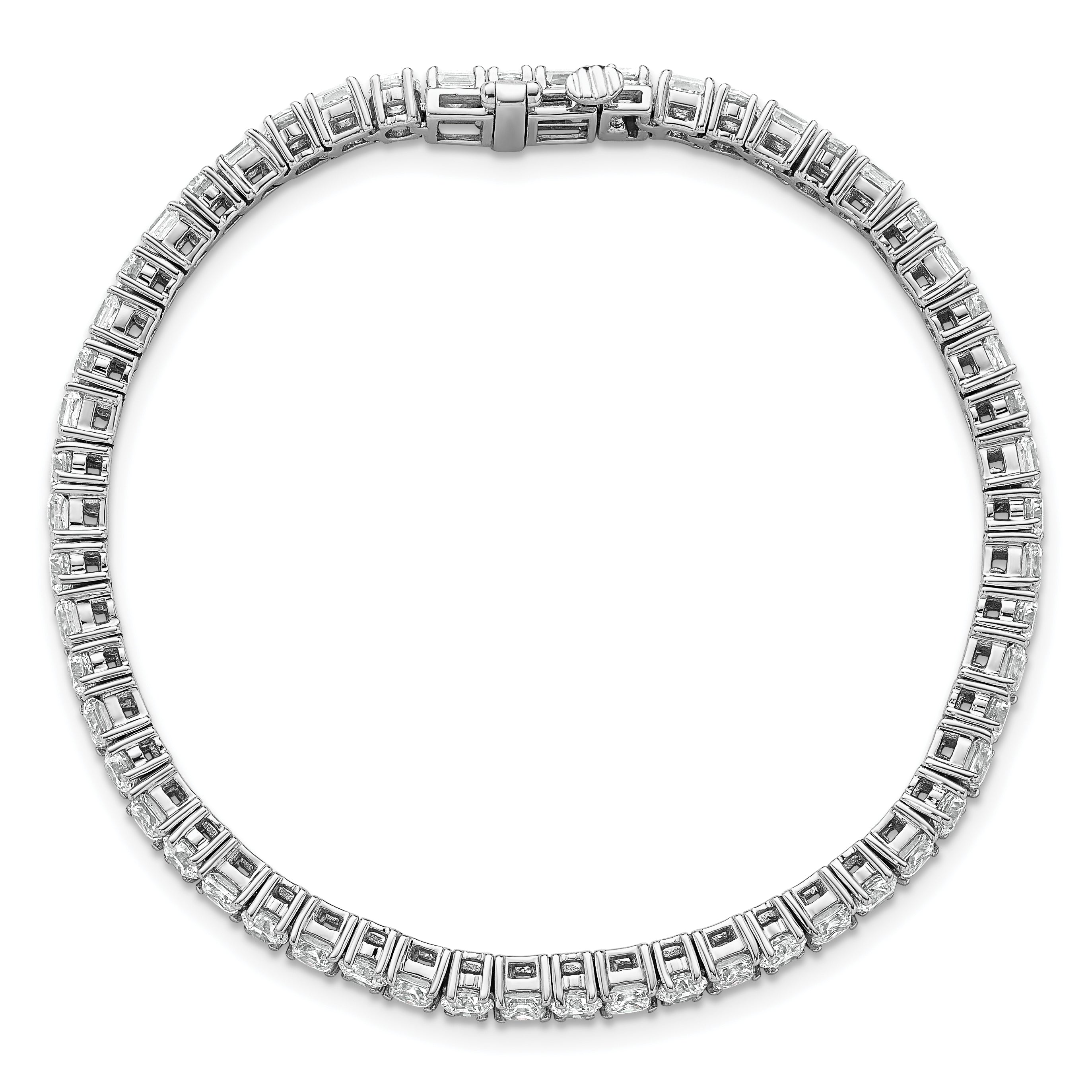14k White Gold 7 carat Lab Grown Diamond VS/SI+ G+ Complete Princess and Round Tennis Bracelet - Sophia Jewelers