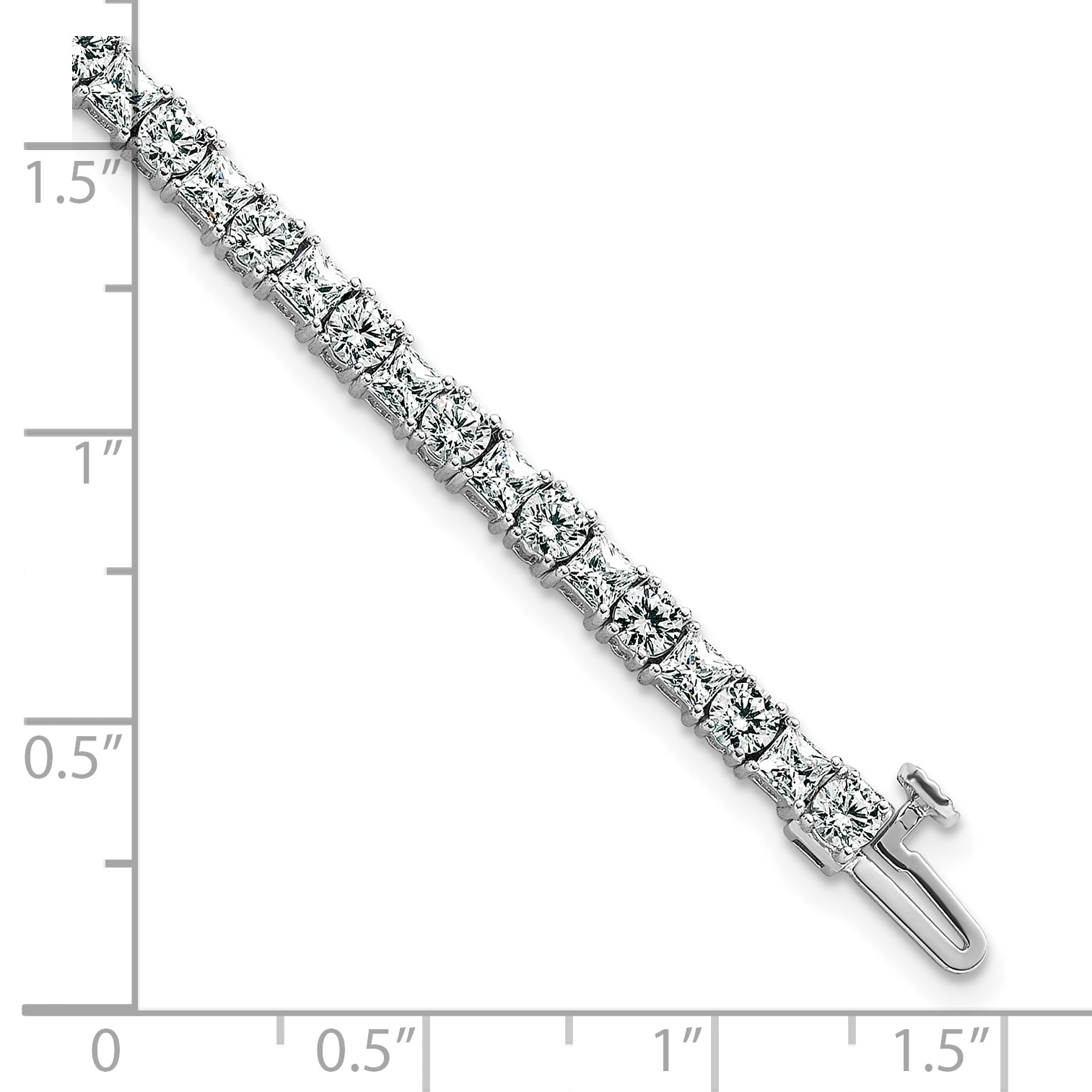 14k White Gold 7 carat Lab Grown Diamond VS+ F+ Complete Princess and Round Tennis Bracelet - Sophia Jewelers