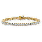 14k 7 carat Lab Grown Diamond VS+ F+ Complete Princess and Round Tennis Bracelet - Sophia Jewelers