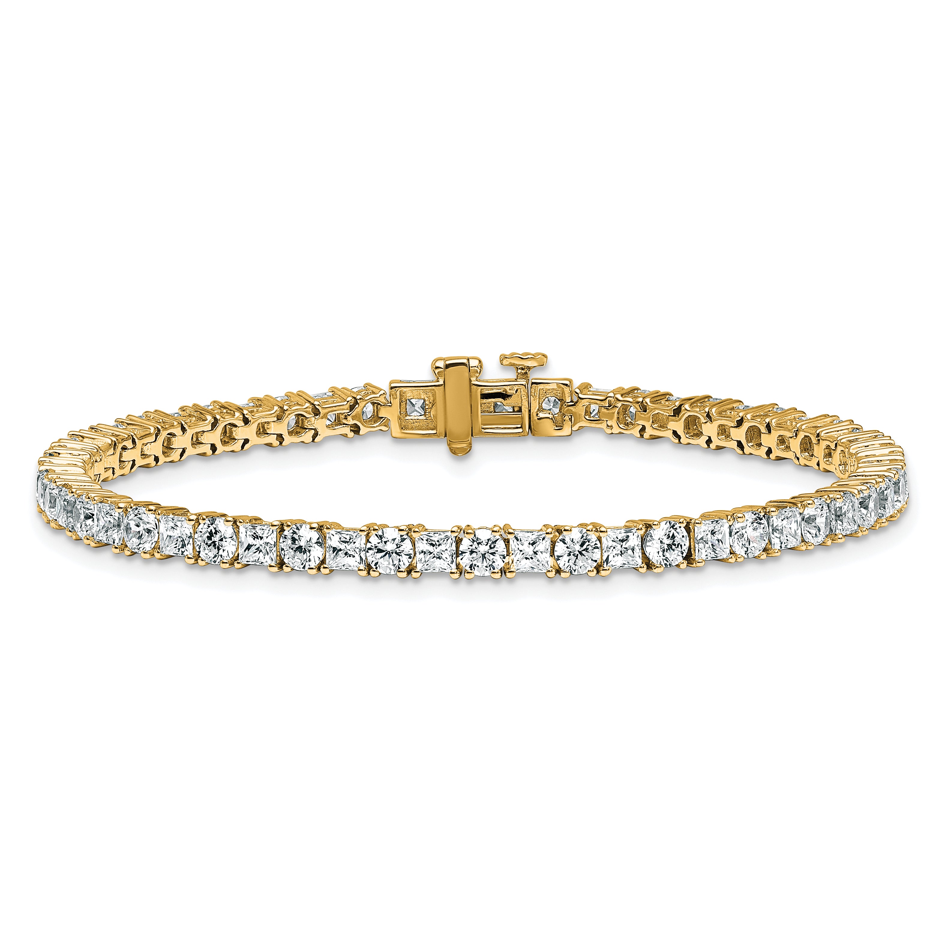 14k 7 carat Lab Grown Diamond VS/SI+ G+ Complete Princess and Round Tennis Bracelet - Sophia Jewelers