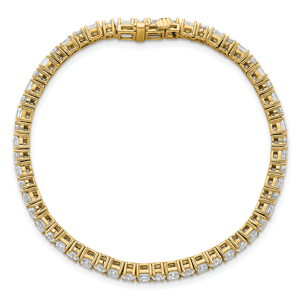 14k 7 carat Lab Grown Diamond VS+ F+ Complete Princess and Round Tennis Bracelet - Sophia Jewelers