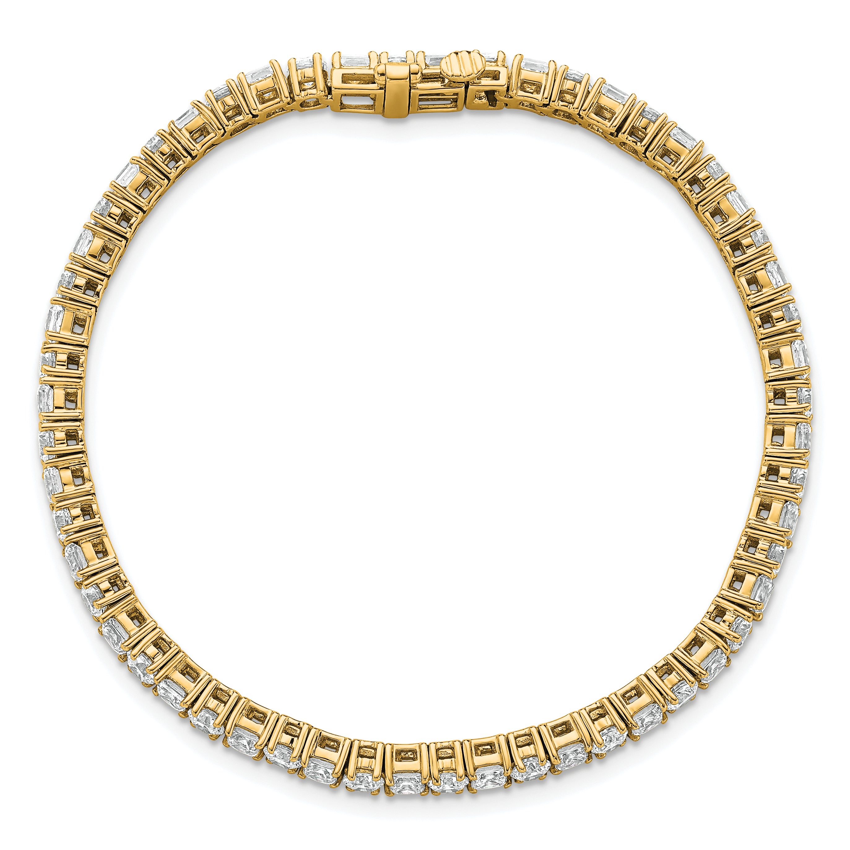 14k 7 carat Lab Grown Diamond VS+ F+ Complete Princess and Round Tennis Bracelet - Sophia Jewelers