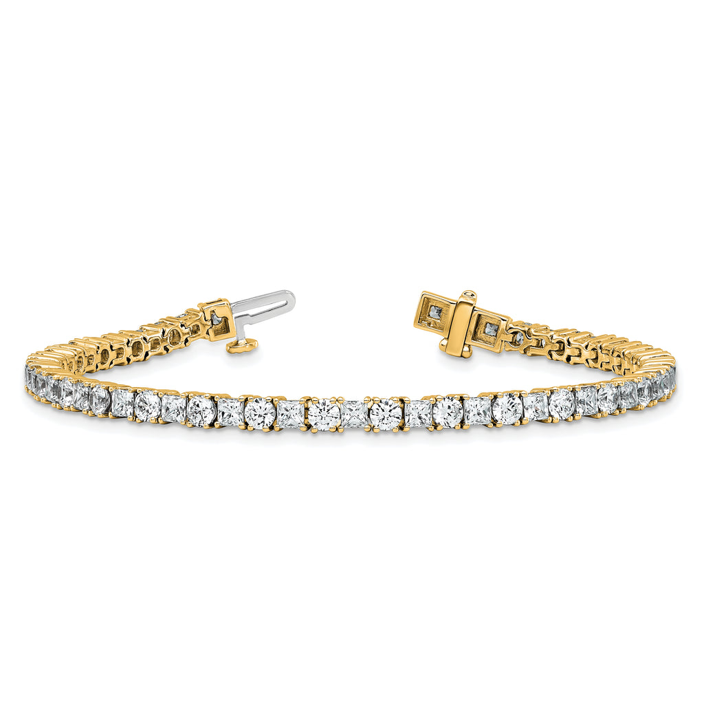 14k 7 carat Lab Grown Diamond VS/SI+ G+ Complete Princess and Round Tennis Bracelet - Sophia Jewelers