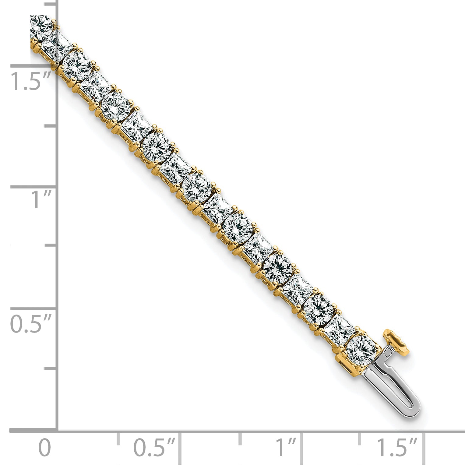 14k 7 carat Lab Grown Diamond VS+ F+ Complete Princess and Round Tennis Bracelet - Sophia Jewelers
