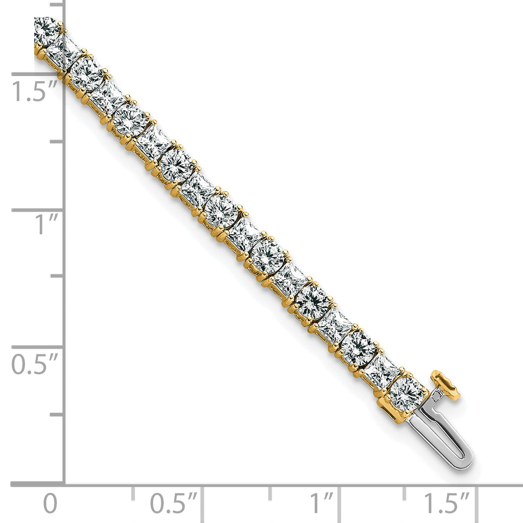 14k 7 carat Lab Grown Diamond VS/SI+ G+ Complete Princess and Round Tennis Bracelet - Sophia Jewelers