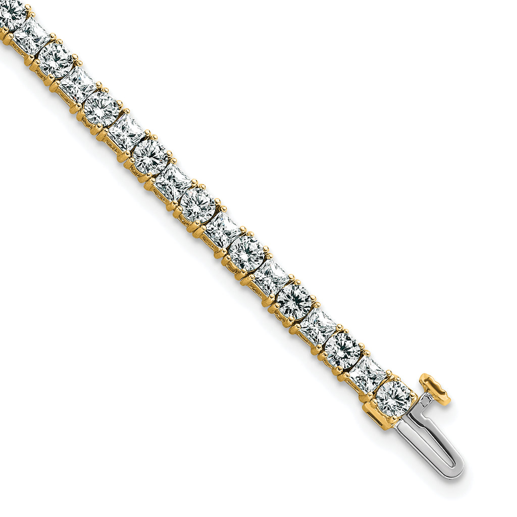 14k 7 carat Lab Grown Diamond VS/SI+ G+ Complete Princess and Round Tennis Bracelet - Sophia Jewelers