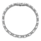 14k White Gold 10 carat Lab Grown Diamond VS+ F+ Complete Emerald and Round Tennis Bracelet - Sophia Jewelers
