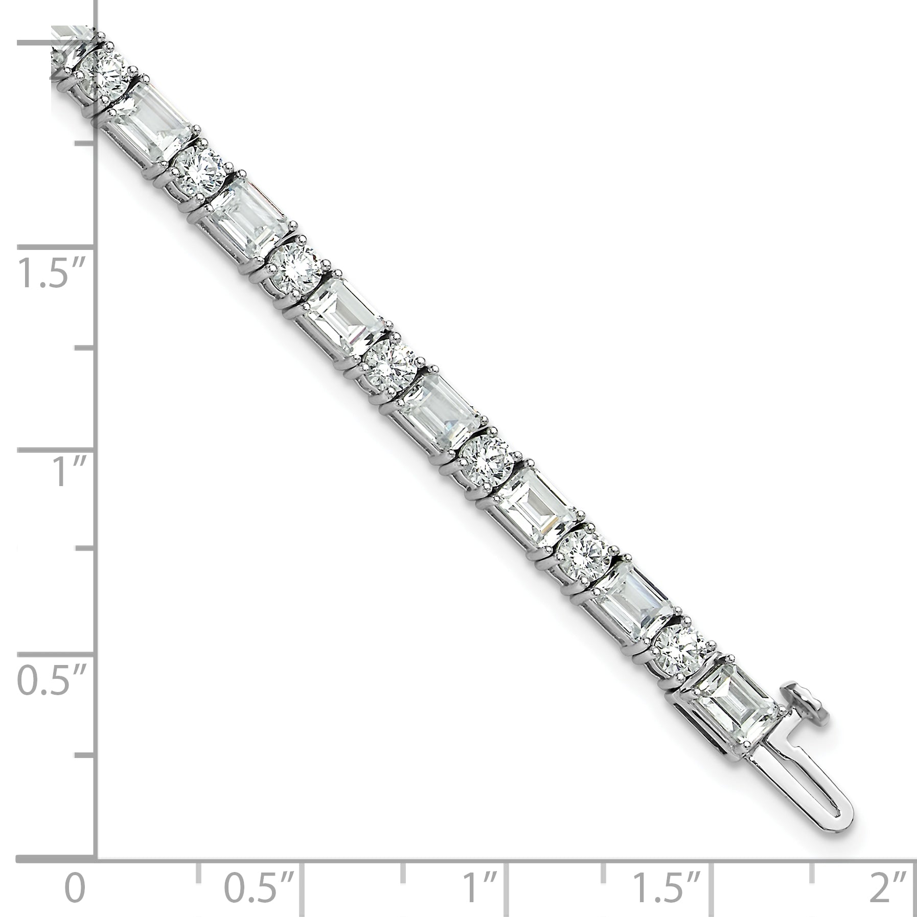 14k White Gold 10 carat Lab Grown Diamond VS+ F+ Complete Emerald and Round Tennis Bracelet - Sophia Jewelers