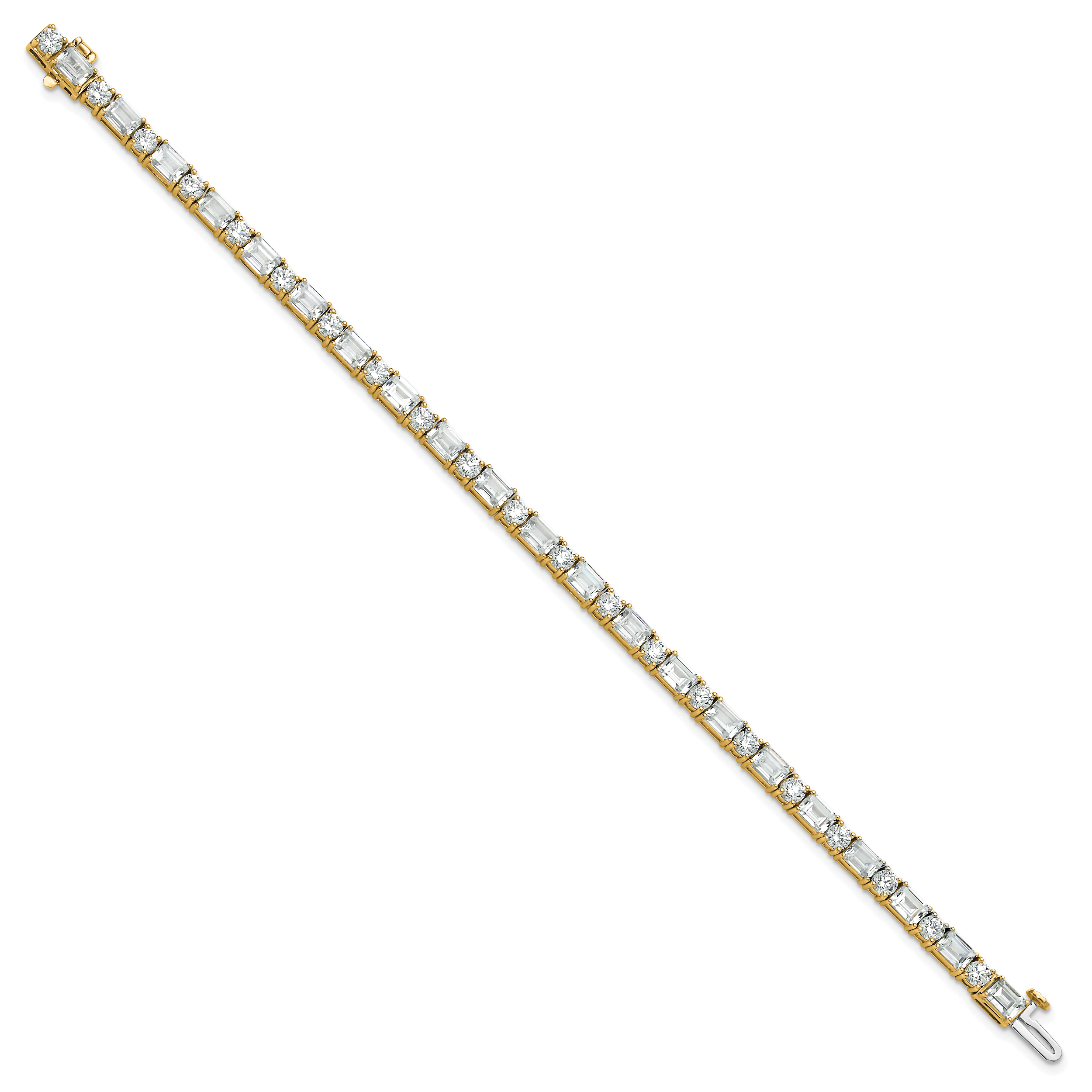 14k 10 carat Lab Grown Diamond VS/SI+ G+ Complete Emerald and Round Tennis Bracelet Secondary image