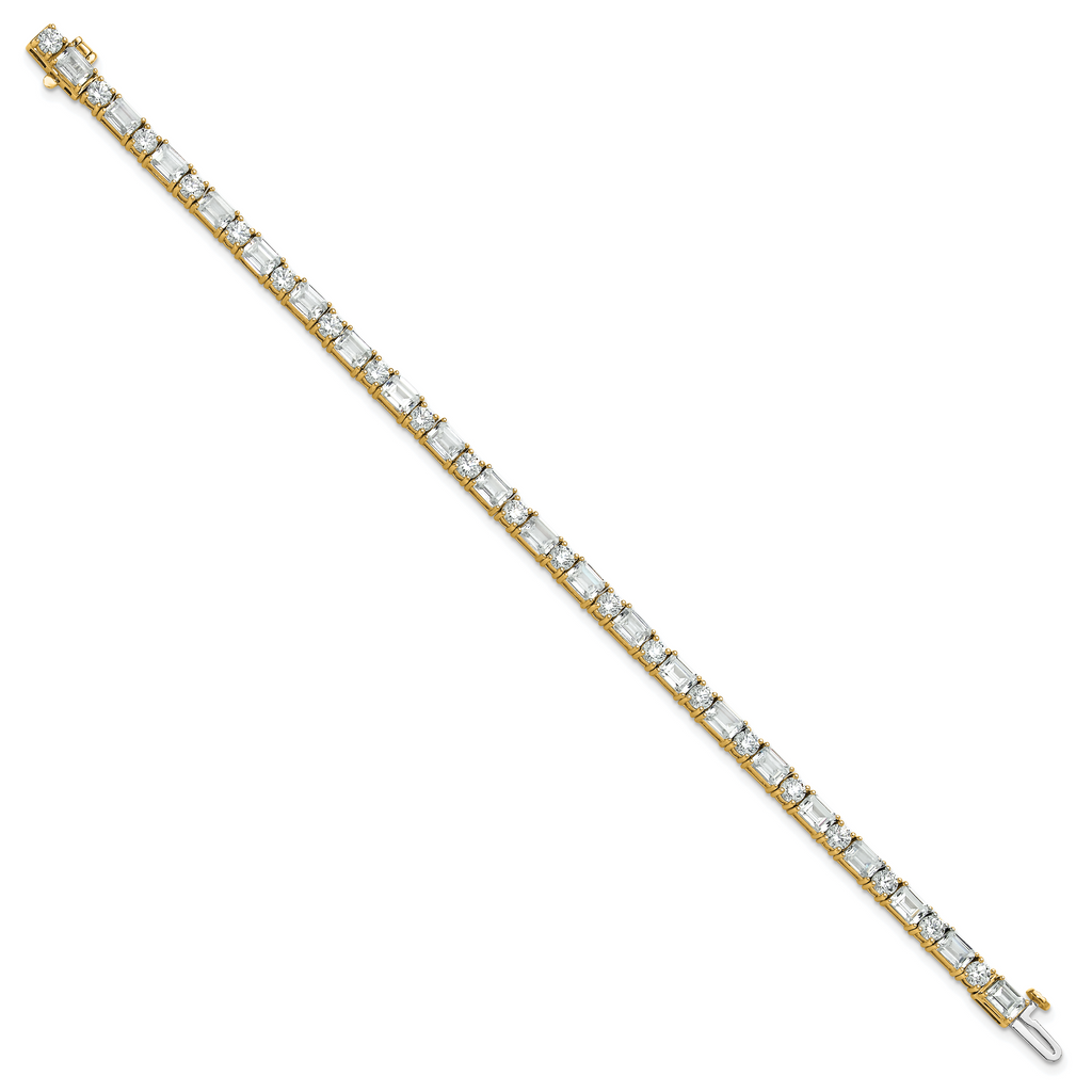 14k 10 carat Lab Grown Diamond VS/SI+ G+ Complete Emerald and Round Tennis Bracelet - Sophia Jewelers