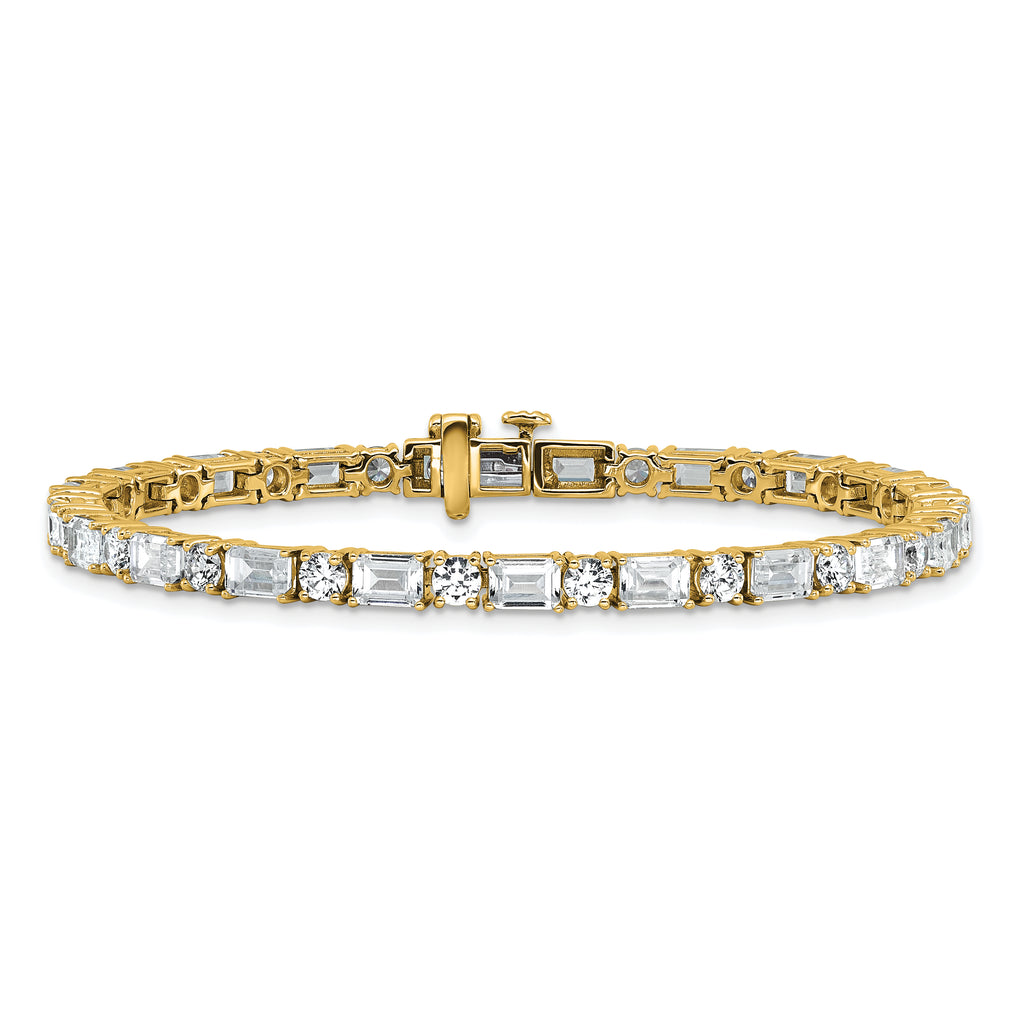 14k 10 carat Lab Grown Diamond VS+ F+ Complete Emerald and Round Tennis Bracelet - Sophia Jewelers