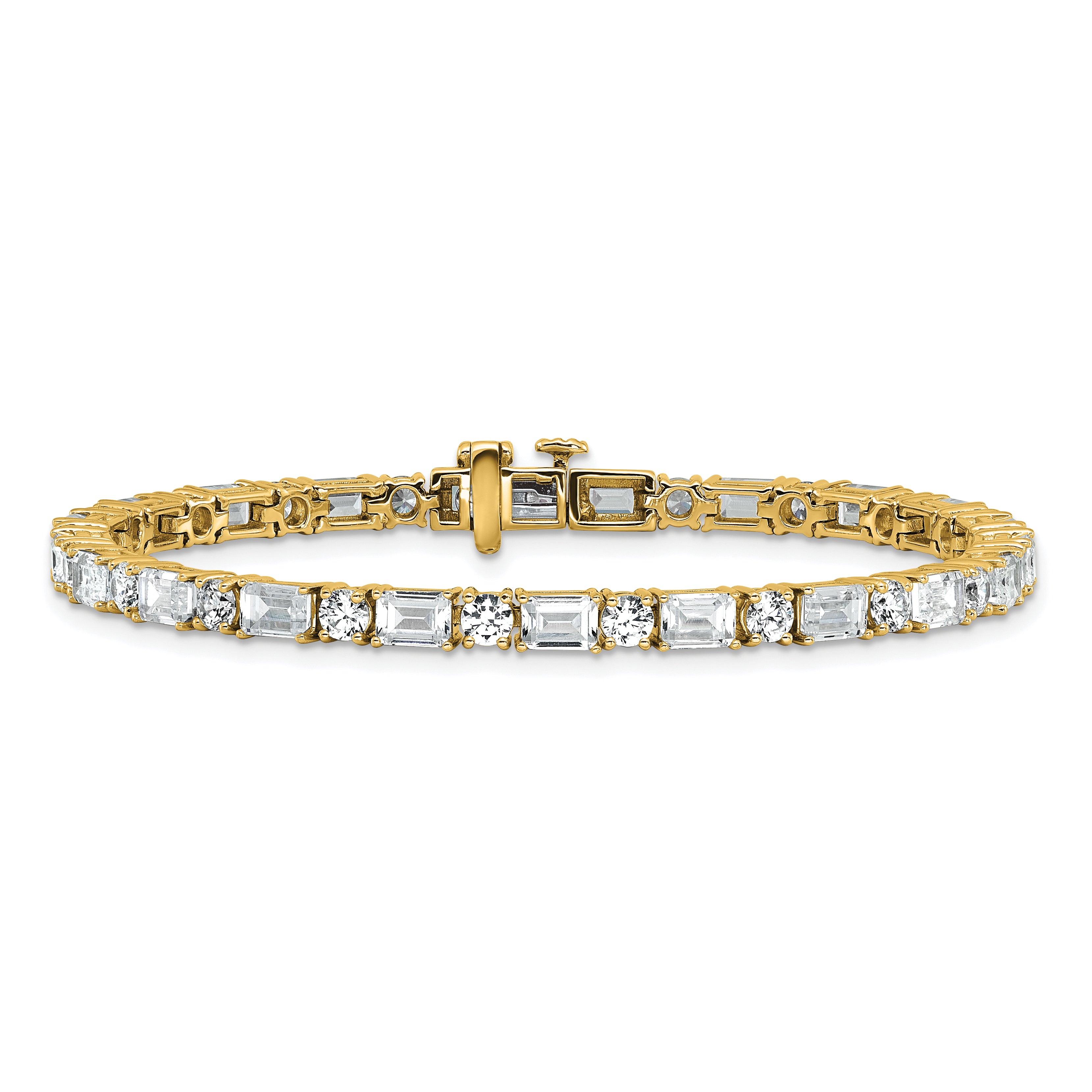 14k 10 carat Lab Grown Diamond VS/SI+ G+ Complete Emerald and Round Tennis Bracelet - Sophia Jewelers