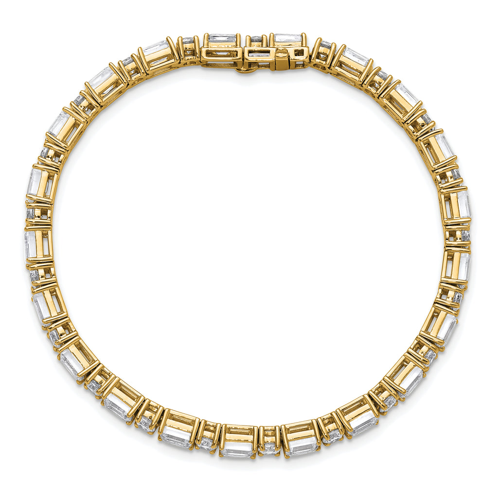 14k 10 carat Lab Grown Diamond VS/SI+ G+ Complete Emerald and Round Tennis Bracelet - Sophia Jewelers