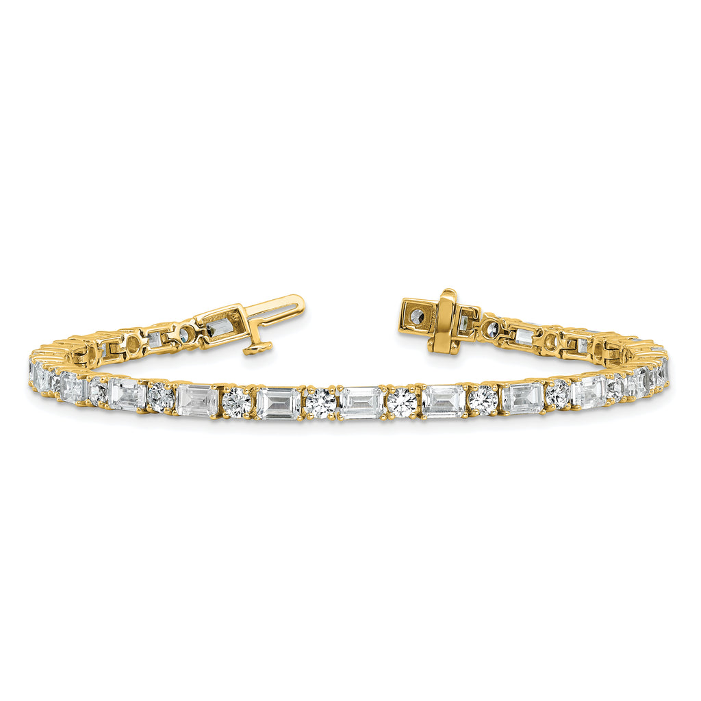 14k 10 carat Lab Grown Diamond VS+ F+ Complete Emerald and Round Tennis Bracelet - Sophia Jewelers