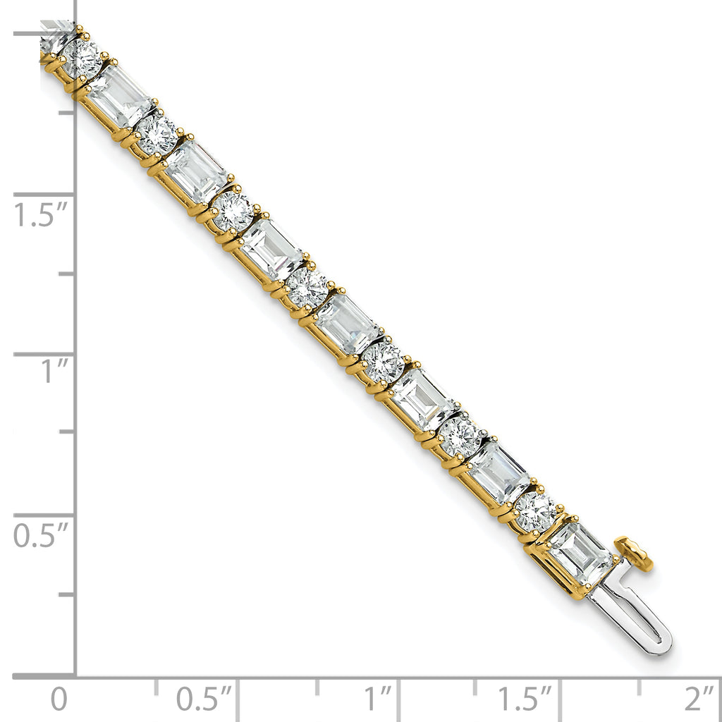 14k 10 carat Lab Grown Diamond VS+ F+ Complete Emerald and Round Tennis Bracelet - Sophia Jewelers