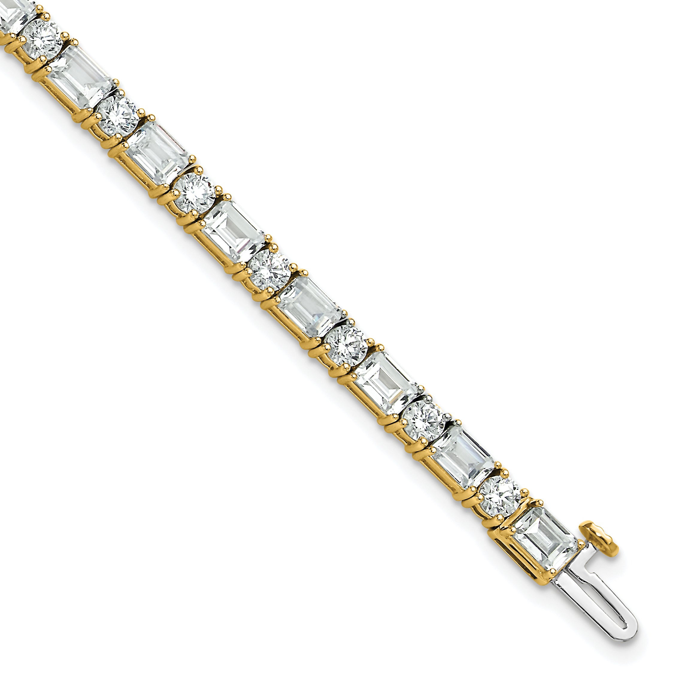 14k 10 carat Lab Grown Diamond VS/SI+ G+ Complete Emerald and Round Tennis Bracelet - Sophia Jewelers