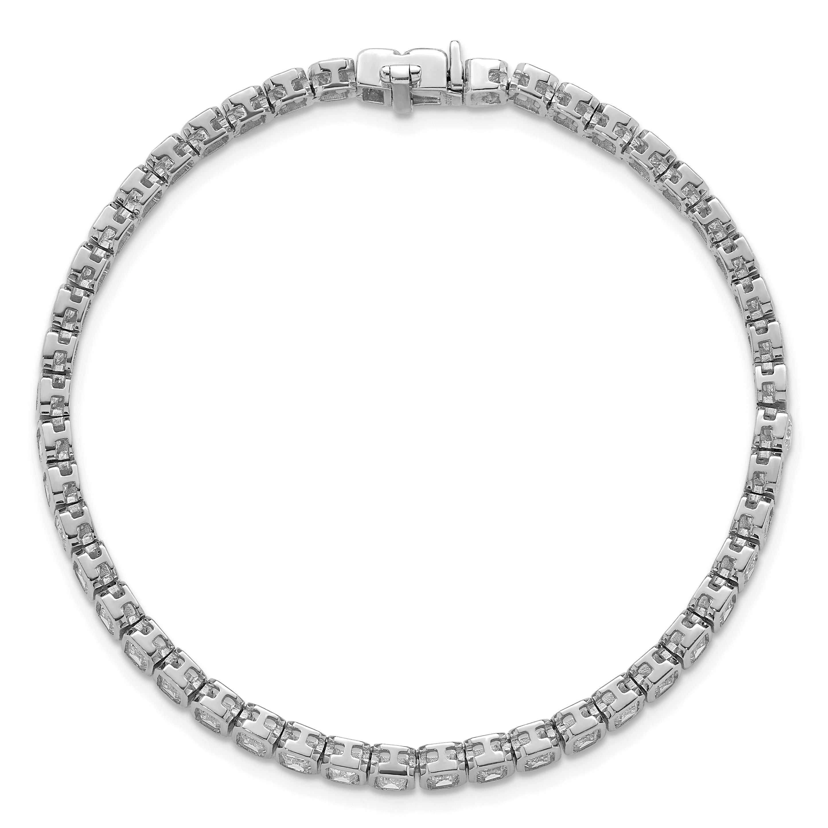 14k White Gold 6 1/2 carat Lab Grown Diamond VS/SI+ G+ Complete Emerald Bezel Set Tennis Bracelet - Sophia Jewelers