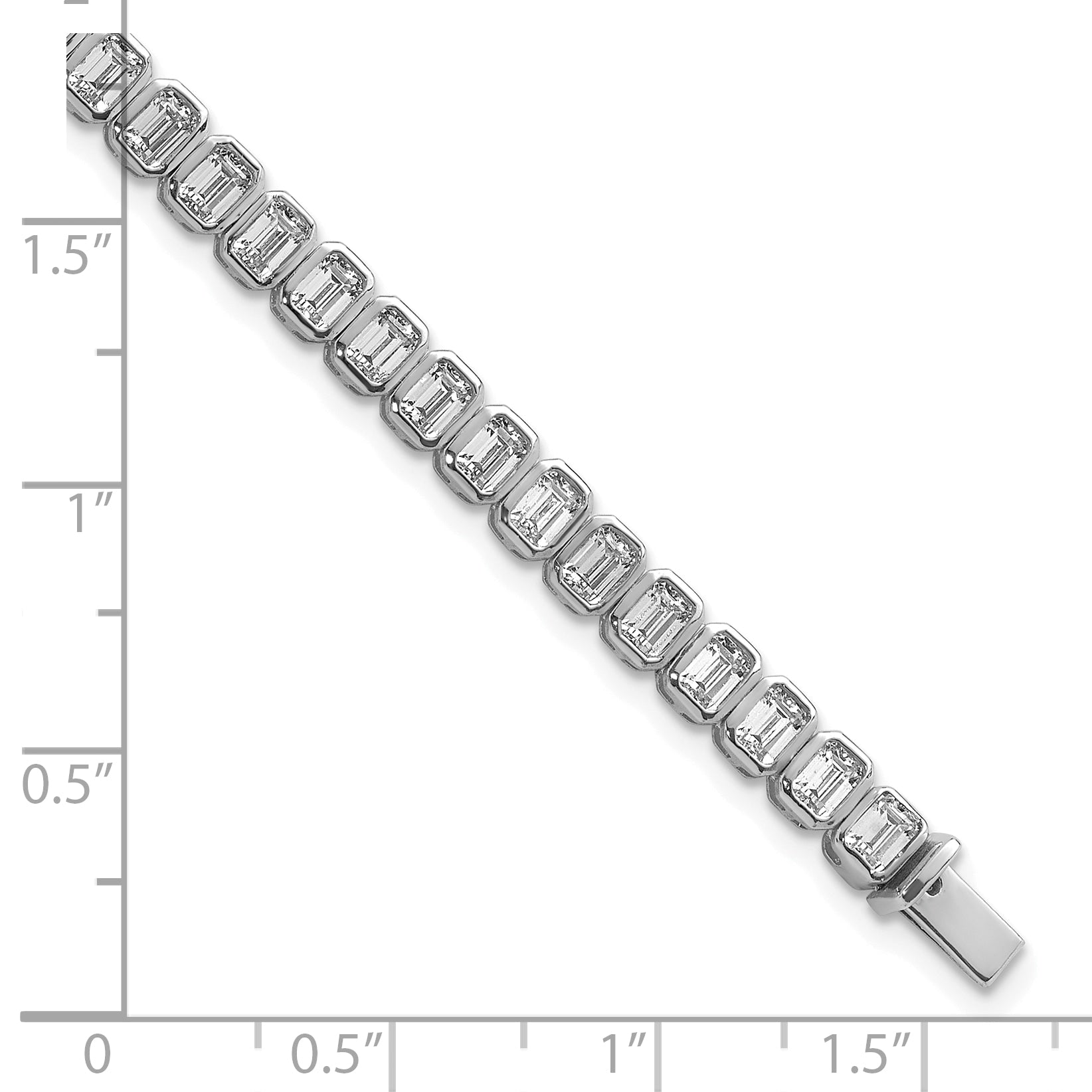 14k White Gold 6 1/2 carat Lab Grown Diamond VS/SI+ G+ Complete Emerald Bezel Set Tennis Bracelet - Sophia Jewelers