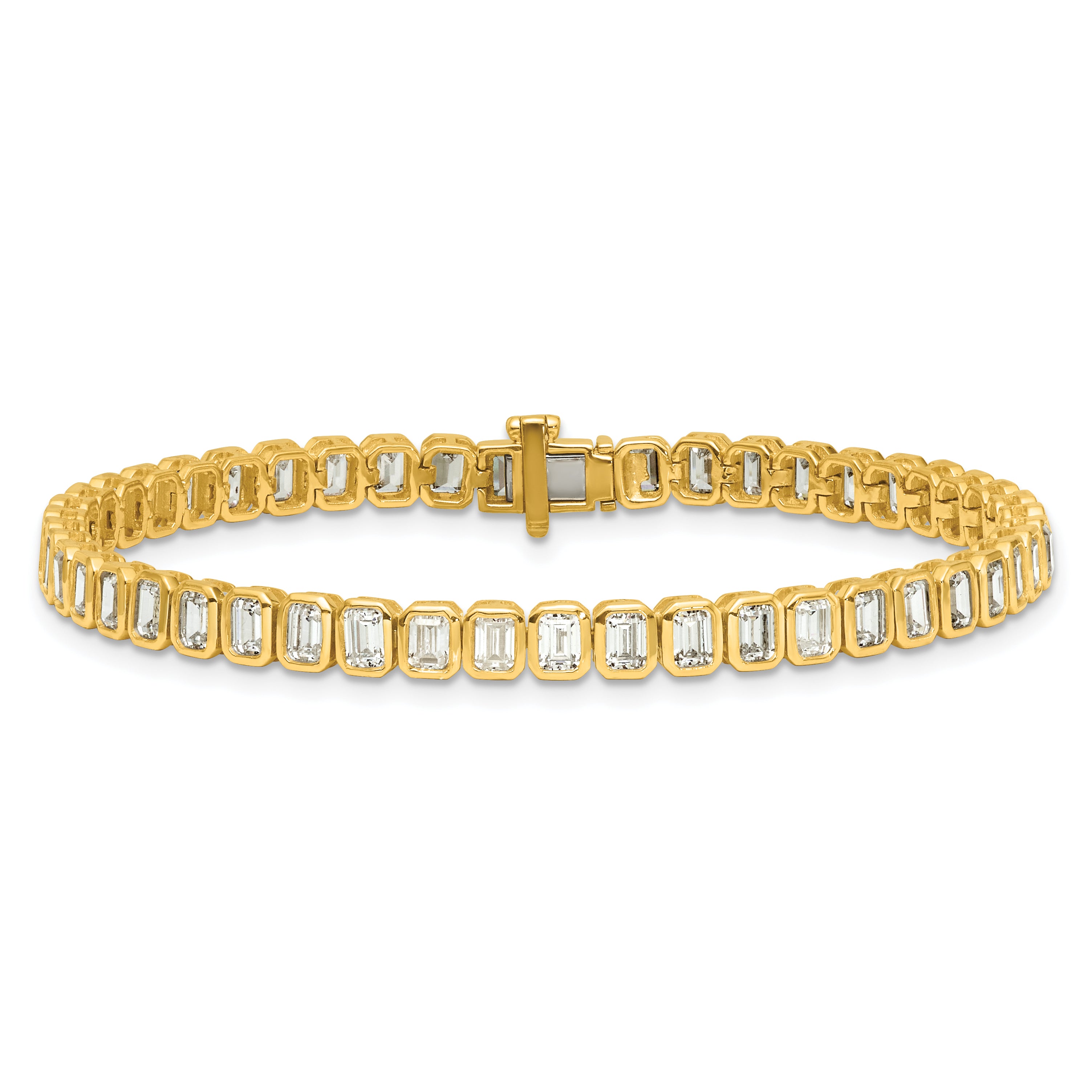 14k 6 1/2 carat Lab Grown Diamond VS/SI+ G+ Complete Emerald Bezel Set Tennis Bracelet Secondary image