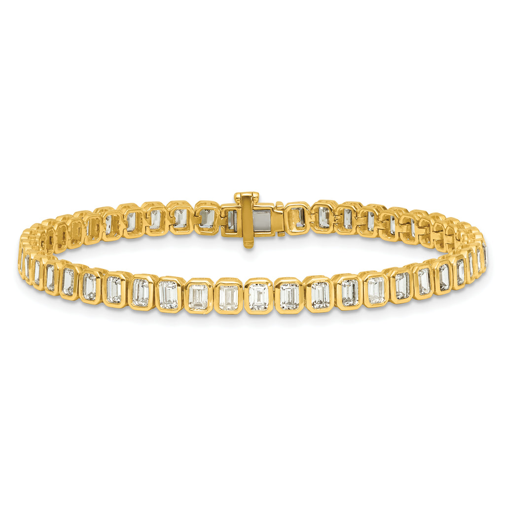 14k 6 1/2 carat Lab Grown Diamond VS/SI+ G+ Complete Emerald Bezel Set Tennis Bracelet - Sophia Jewelers