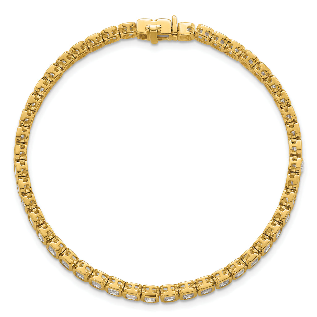 14k 6 1/2 carat Lab Grown Diamond VS/SI+ G+ Complete Emerald Bezel Set Tennis Bracelet - Sophia Jewelers