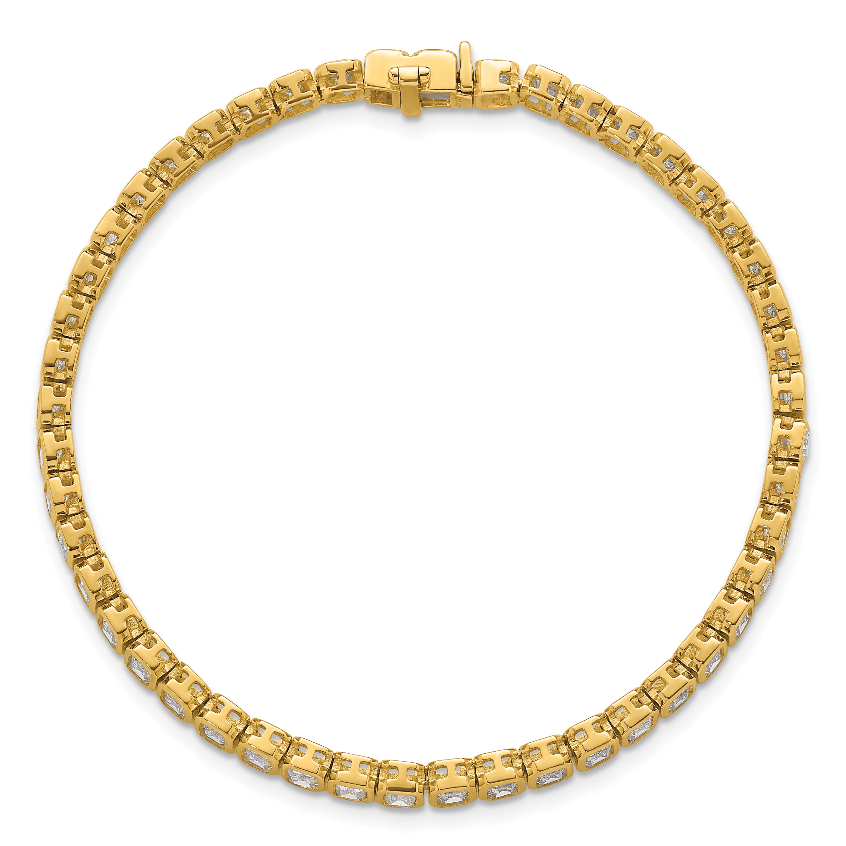 14k 6 1/2 carat Lab Grown Diamond VS/SI+ G+ Complete Emerald Bezel Set Tennis Bracelet - Sophia Jewelers