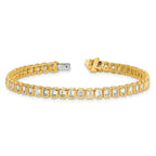 14k 6 1/2 carat Lab Grown Diamond VS+ F+ Complete Emerald Bezel Set Tennis Bracelet - Sophia Jewelers