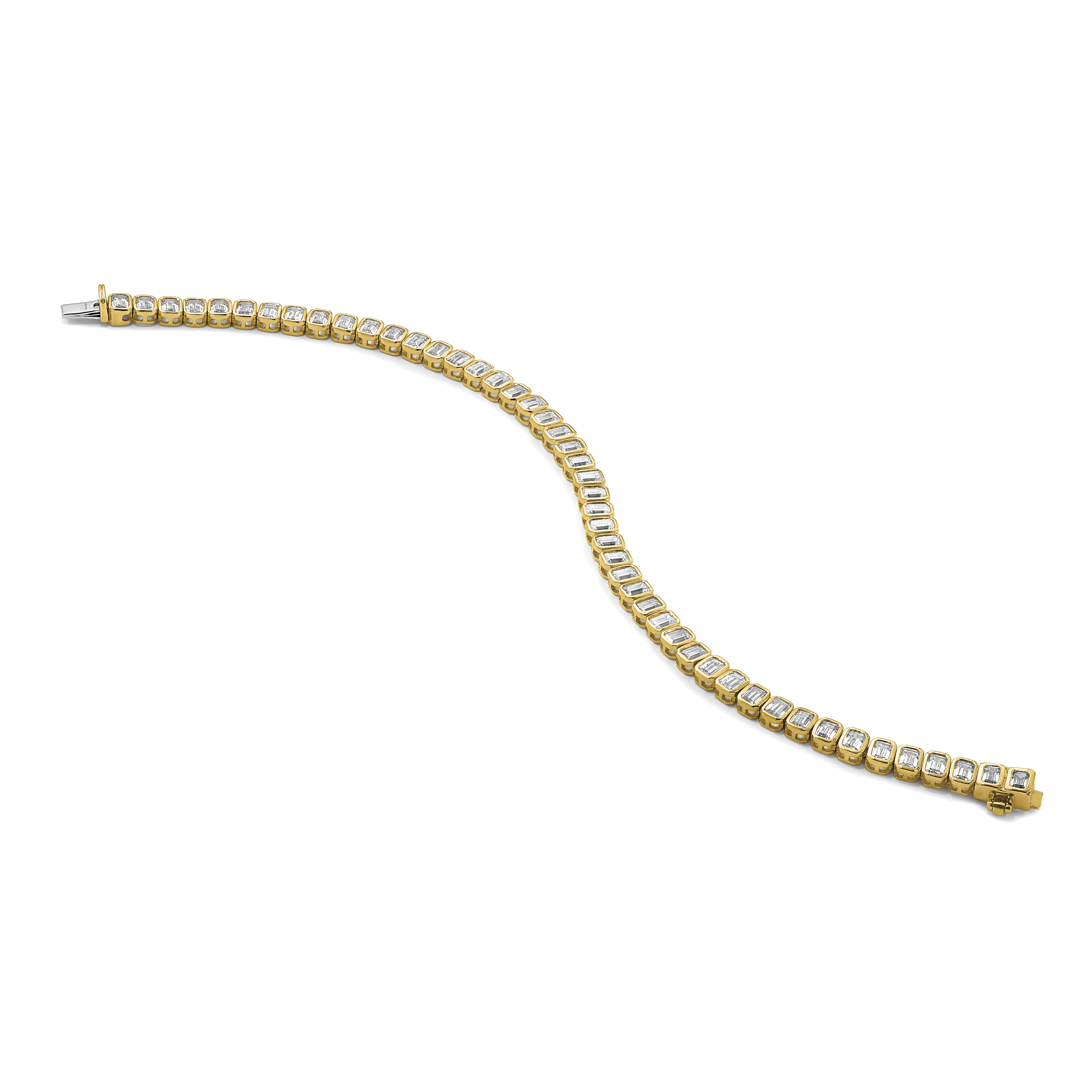 14k 6 1/2 carat Lab Grown Diamond VS/SI+ G+ Complete Emerald Bezel Set Tennis Bracelet - Sophia Jewelers