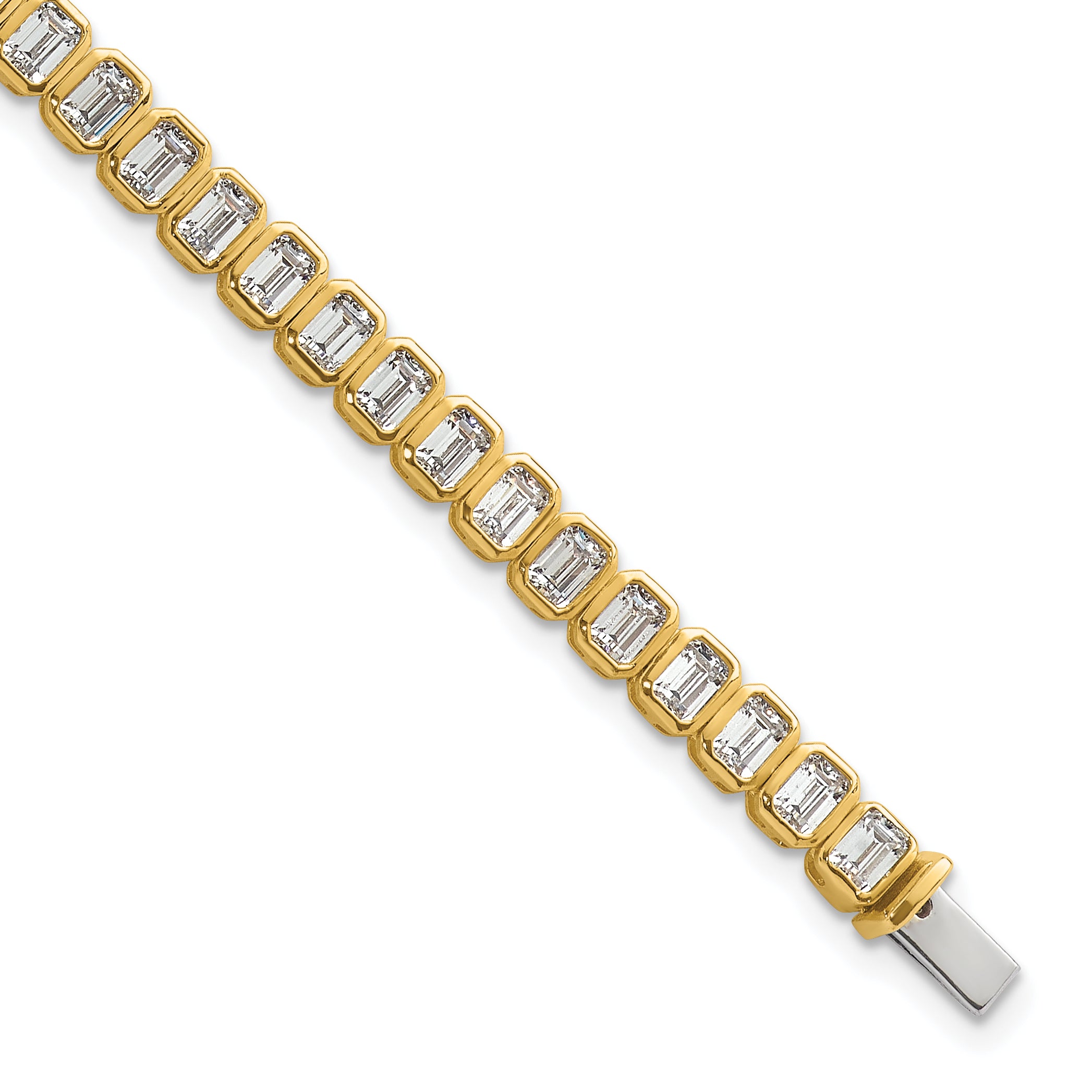 14k 6 1/2 carat Lab Grown Diamond VS/SI+ G+ Complete Emerald Bezel Set Tennis Bracelet - Sophia Jewelers Main image