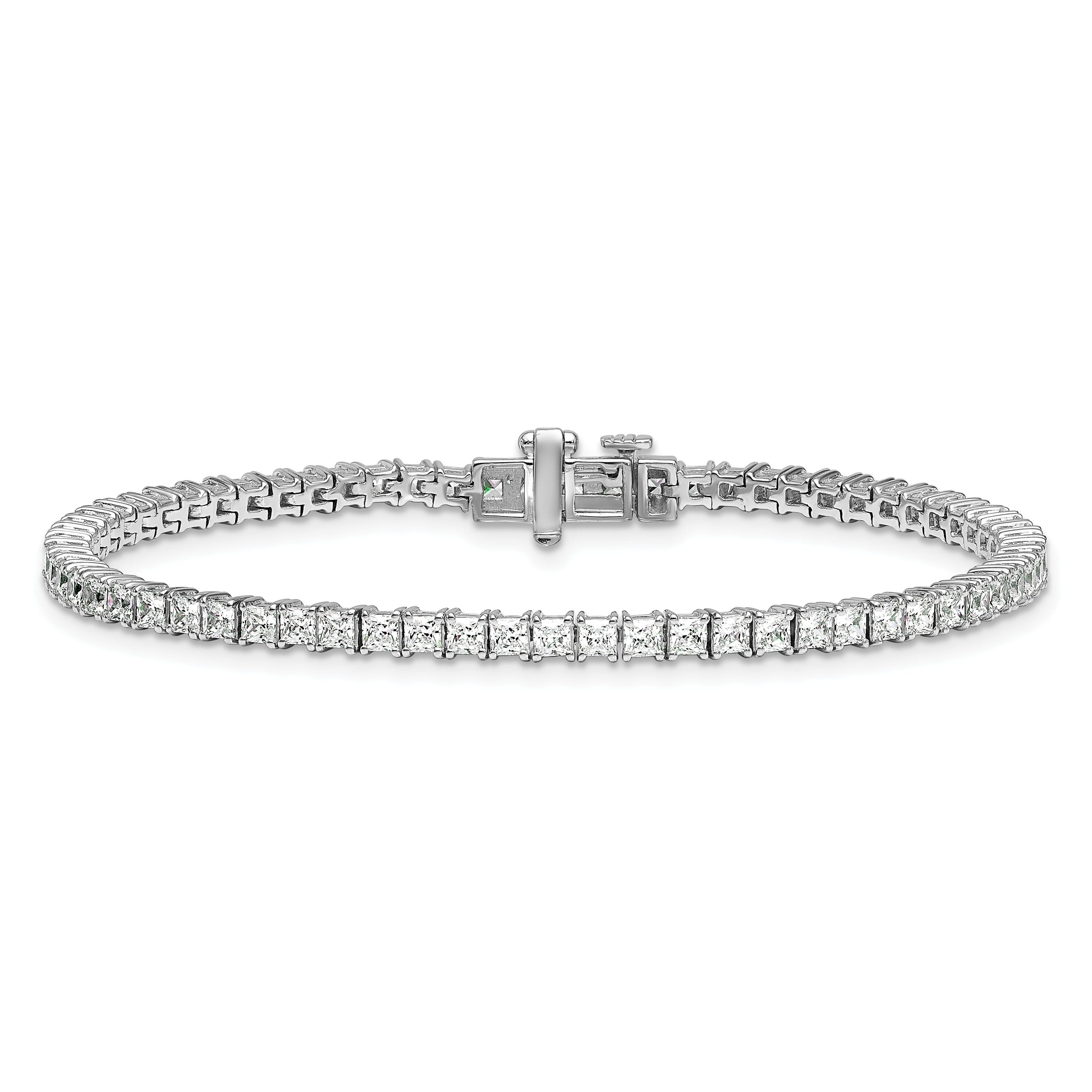 14k White Gold 5 carat Lab Grown Diamond VS/SI+ G+ Complete Princess Prong Set Tennis Bracelet