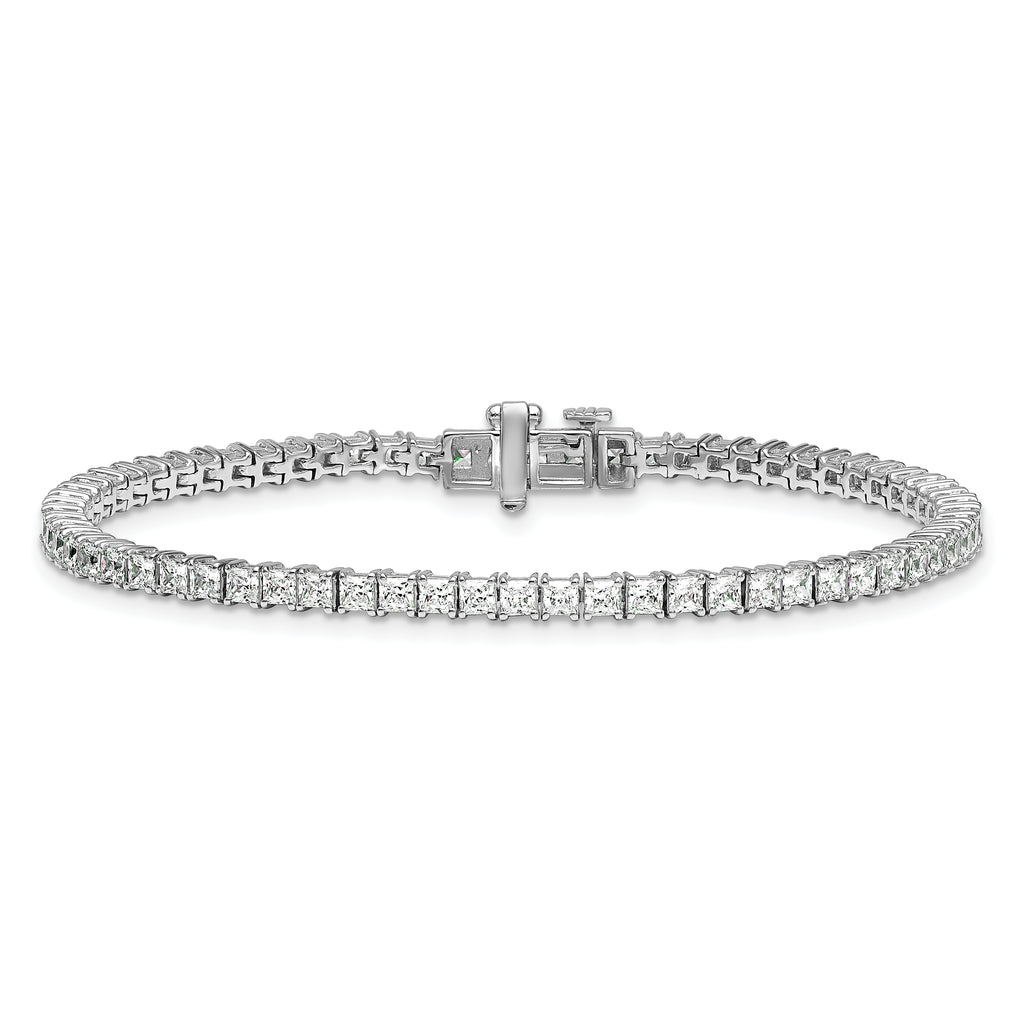 14k White Gold 5 carat Lab Grown Diamond VS/SI+ G+ Complete Princess Prong Set Tennis Bracelet