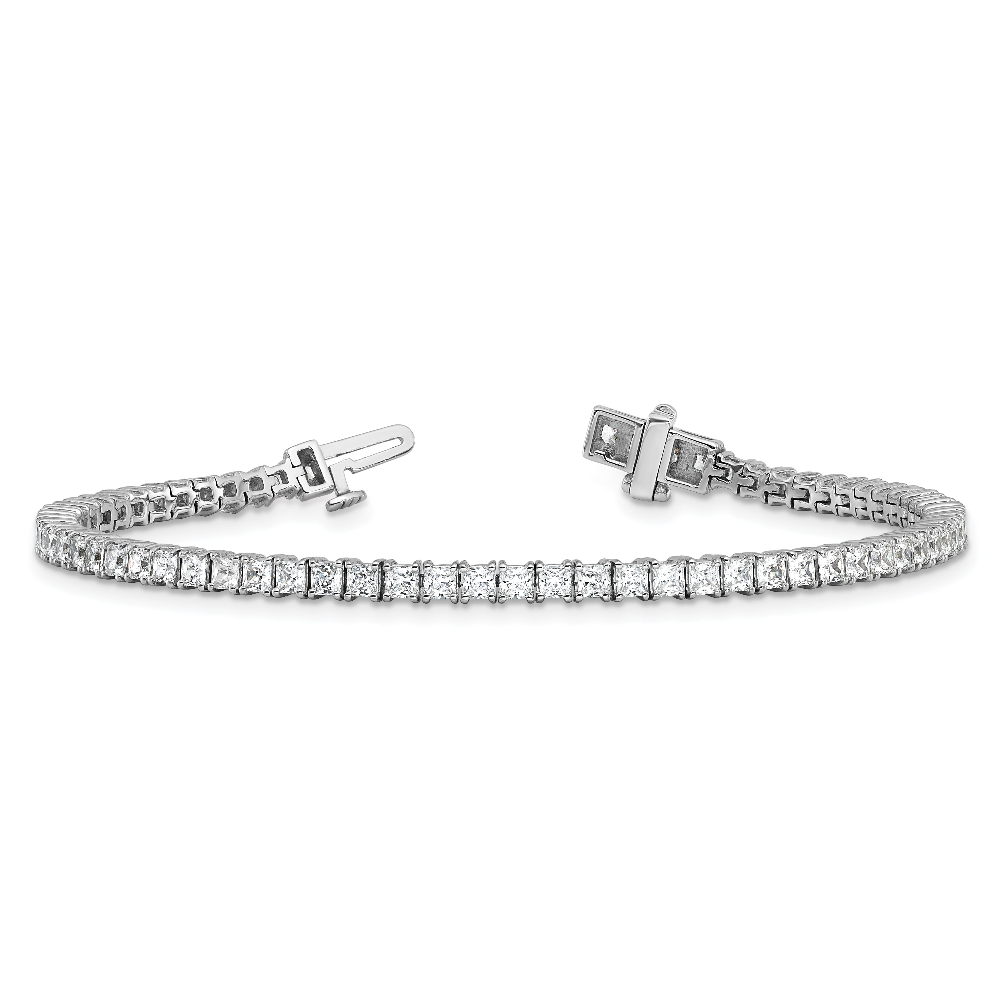 14k White Gold 5 carat Lab Grown Diamond VS/SI+ G+ Complete Princess Prong Set Tennis Bracelet
