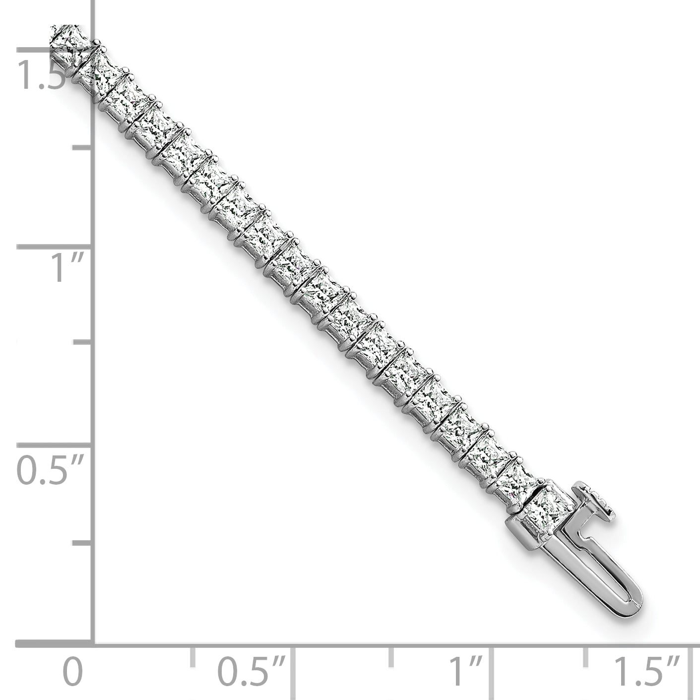 14k White Gold 5 carat Lab Grown Diamond VS/SI+ G+ Complete Princess Prong Set Tennis Bracelet