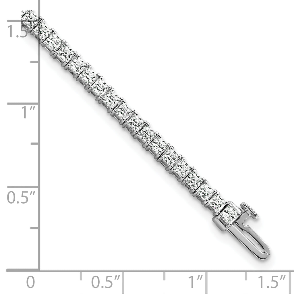 14k White Gold 5 carat Lab Grown Diamond VS/SI+ G+ Complete Princess Prong Set Tennis Bracelet