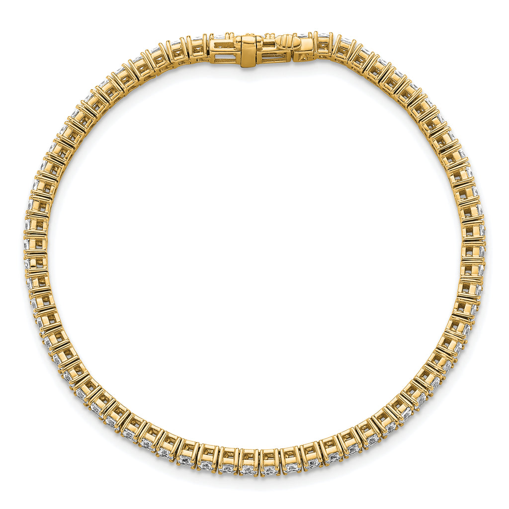 14k 5 carat Lab Grown Diamond VS/SI+ G+ Complete Princess Prong Set Tennis Bracelet - Sophia Jewelers