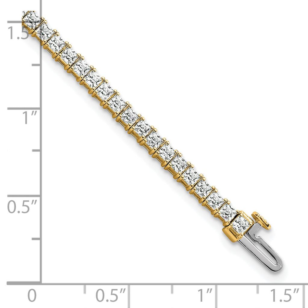 14k 5 carat Lab Grown Diamond VS+ F+ Complete Princess Prong Set Tennis Bracelet - Sophia Jewelers