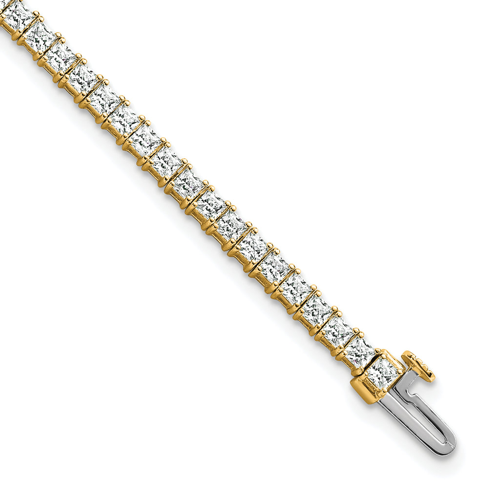 14k 5 carat Lab Grown Diamond VS/SI+ G+ Complete Princess Prong Set Tennis Bracelet - Sophia Jewelers