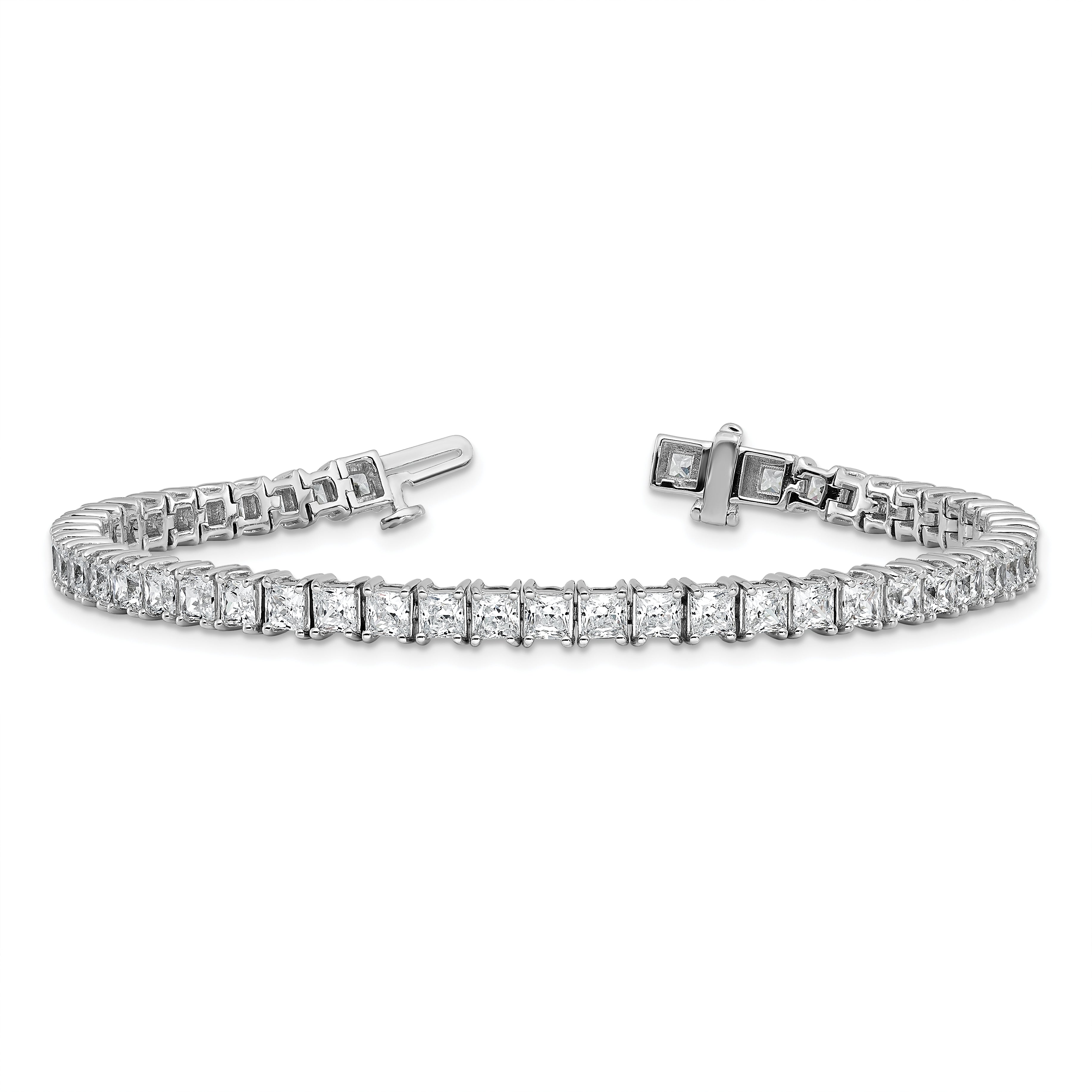 14k White Gold 10 carat Lab Grown Diamond VS/SI+ G+ Complete Princess Prong Set Tennis Bracelet