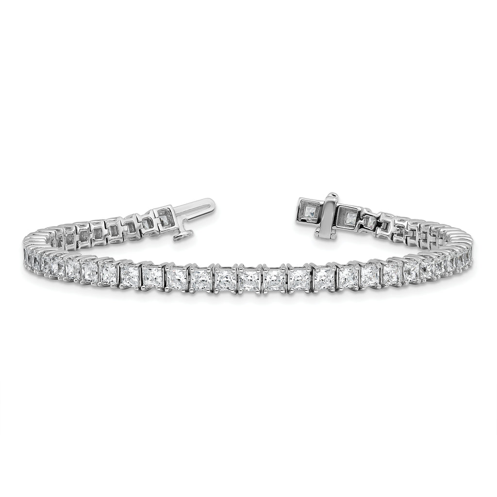 14k White Gold 10 carat Lab Grown Diamond VS/SI+ G+ Complete Princess Prong Set Tennis Bracelet