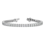 14k White Gold 10 carat Lab Grown Diamond VS/SI+ G+ Complete Princess Prong Set Tennis Bracelet